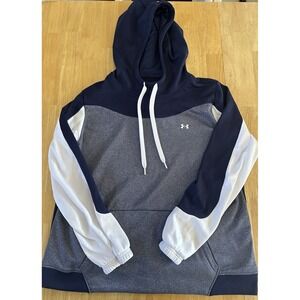 Under Armor Navy And White Color Block Fleece Women's Hoodie Large